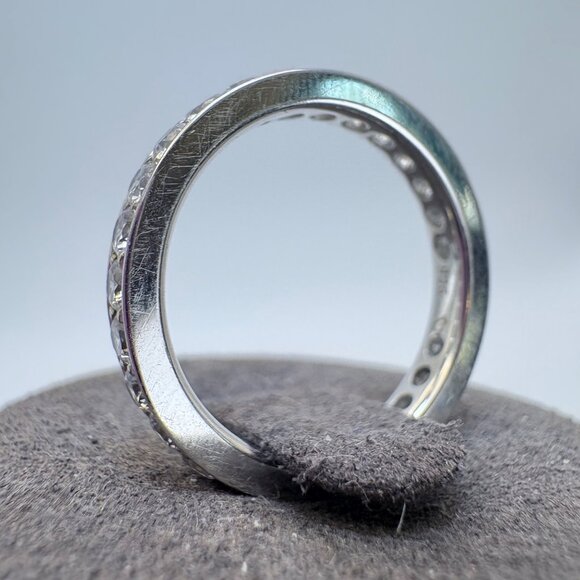 VTG Solid Sterling Silver 925 Cubic Zirconia Pavé Set Statement Ring Size 6.5 - Picture 4 of 9